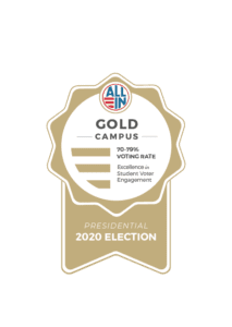 The gold seal for the Chicago Campus Voting Challenge